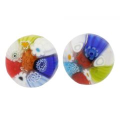 Millefiori Button Stud Earrings - Multicolor