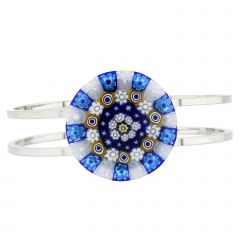 Venetian Reflections Metal Bracelet - Navy Blue Millefiori