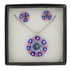 Murano Glass Millefiori Necklace and Earrings Set - Round