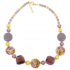 Mila Murano Glass Necklace - Pink and Gold