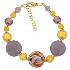 Mila Murano Glass Bracelet - Pink and Gold