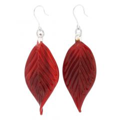 Murano Red Leaf Earrings