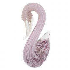 Vintage Murano Glass Swan - Filigrana Pink