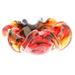 Murano Glass Sommerso Centerpiece Bowl - Red Blue Amber