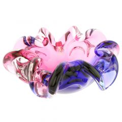 Murano Glass Sommerso Centerpiece Bowl - Rose and Blue