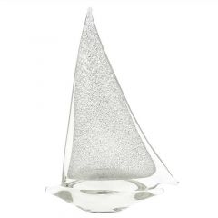 Murano Glass Large Sailboat - Sparkling Silver