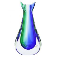Murano Glass Sommerso Bud Vase - Green Blue