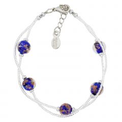 Murano Glass Sparkles Bracelet - Silver Blue