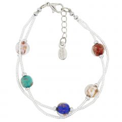 Murano Glass Sparkles Bracelet - Silver Multicolor
