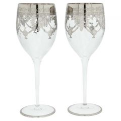 Set Of Two Murano Glass Wine Glasses - Transparent