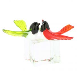 glass love birds figurines