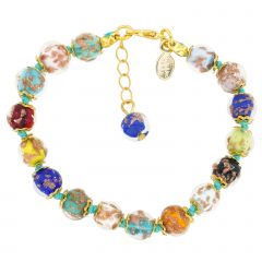 Murano Glass and Opal Gemstone Chunky Beaded Bracelet