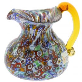 Murano Glass Vases  Cristallo and Red Large Murano Glass Carafe Decanter