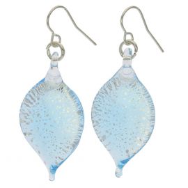 Dangle Drop Genuine Murano Glass Jewelry Cobalt Blue and Orange Colors