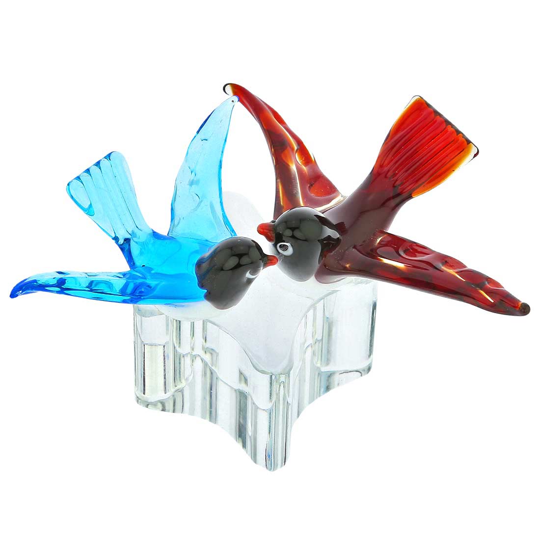 Murano Glass Love Birds - Red and Blue