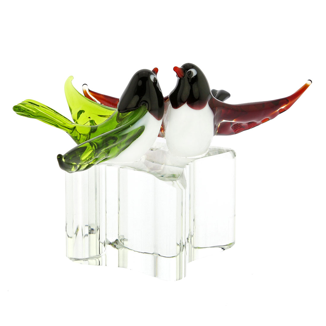 Murano Glass Love Birds - Red and Green