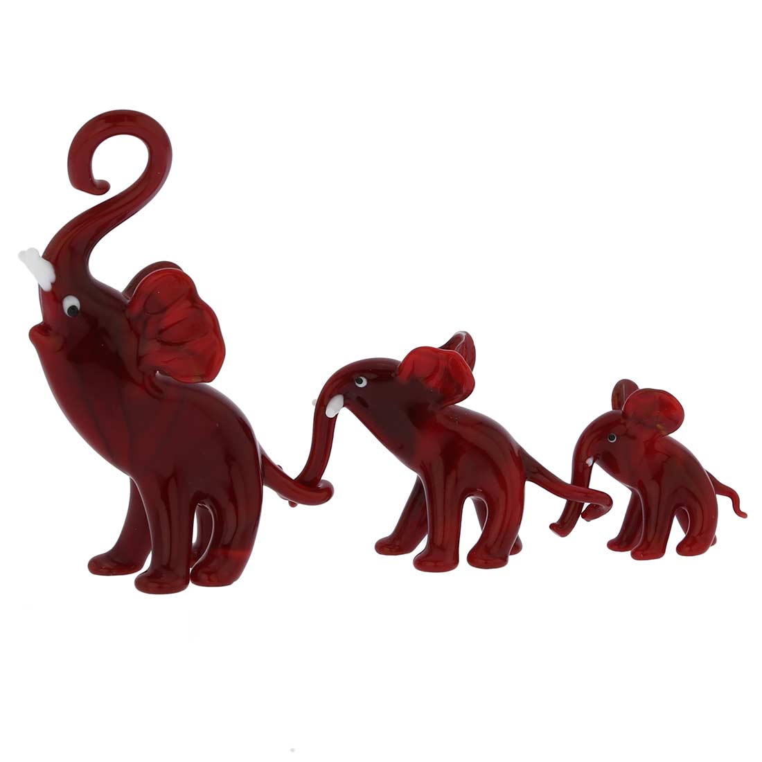 Murano Glass Elephant Family - Red