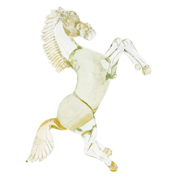 Murano Glass Horse Sparkling Gold - Large