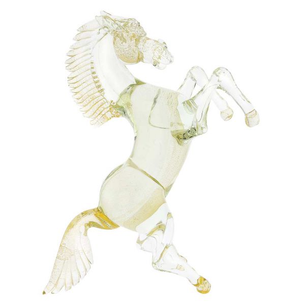 Murano Glass Horse Sparkling Gold - Large