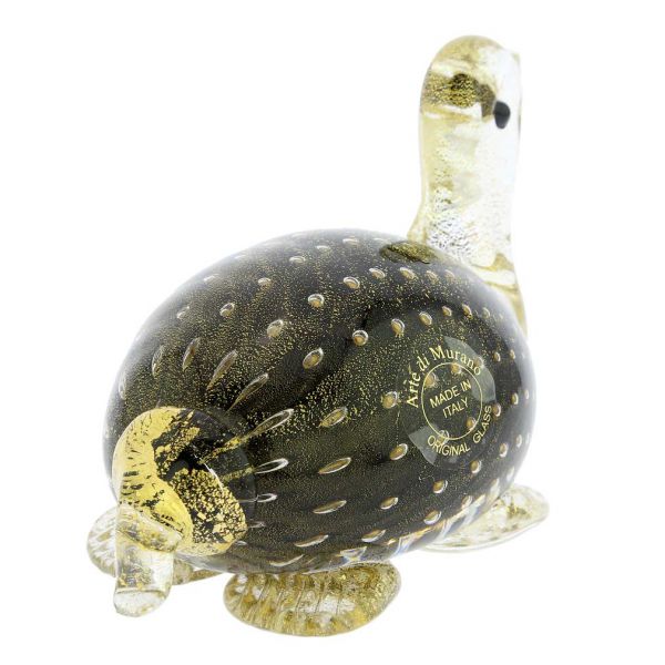 Murano Glass Bullicante Turtle - Black