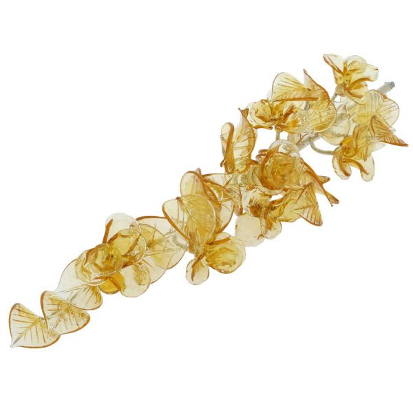 Murano Glass Honey Gold Flowers On A Stem