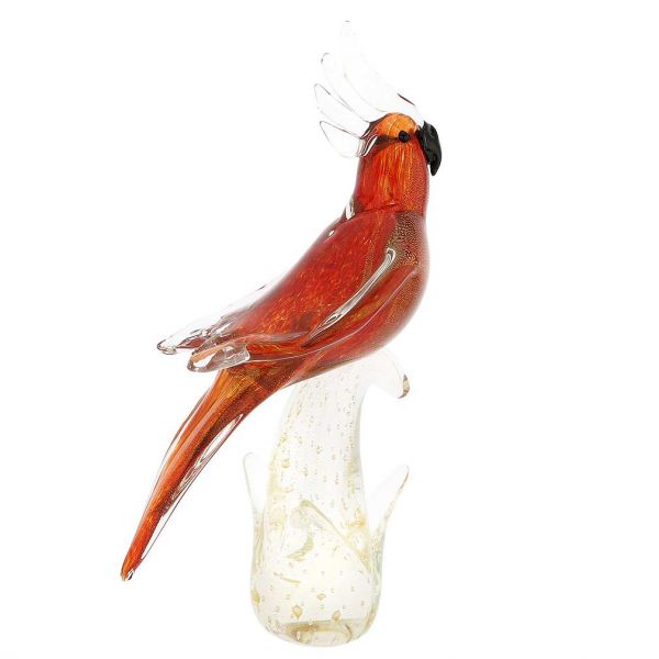 Murano Glass Cockatoo - Red and Gold