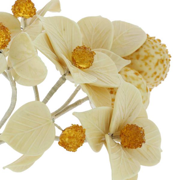 Murano Glass Flowers | Murano Glass White And Honey Flowers on a Stem