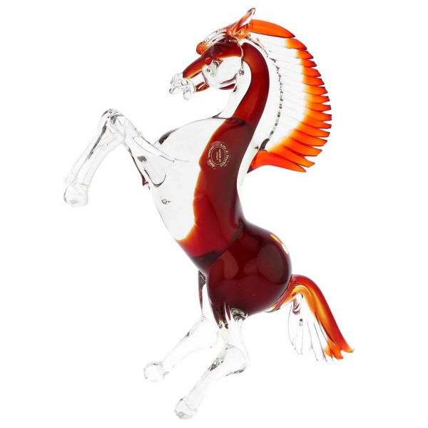 Murano Glass Horse - Cristallo Red - Large | Murano Sculptures