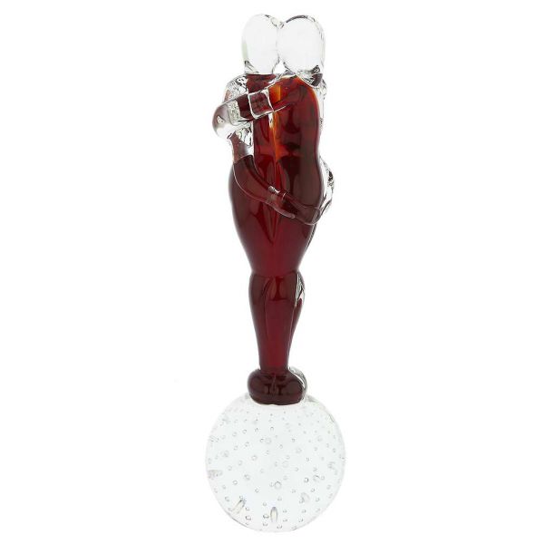 Murano Glass Large Lovers Statue - Red