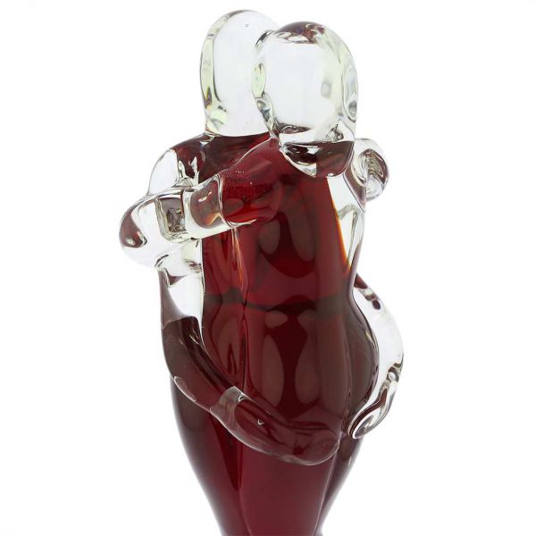 Murano Glass Large Lovers Statue - Red