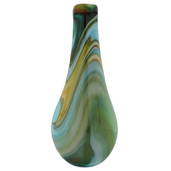 Murano Art Glass Vase - Green Brown Blue