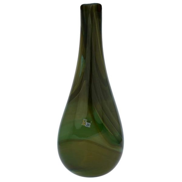 Murano Art Glass Vase - Green Brown