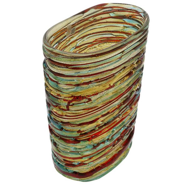 Murano Glass Vesuvio Threaded Oval Vase
