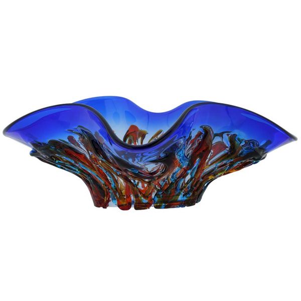 Murano Glass Oceanos Centerpiece Bowl - Blue and Red