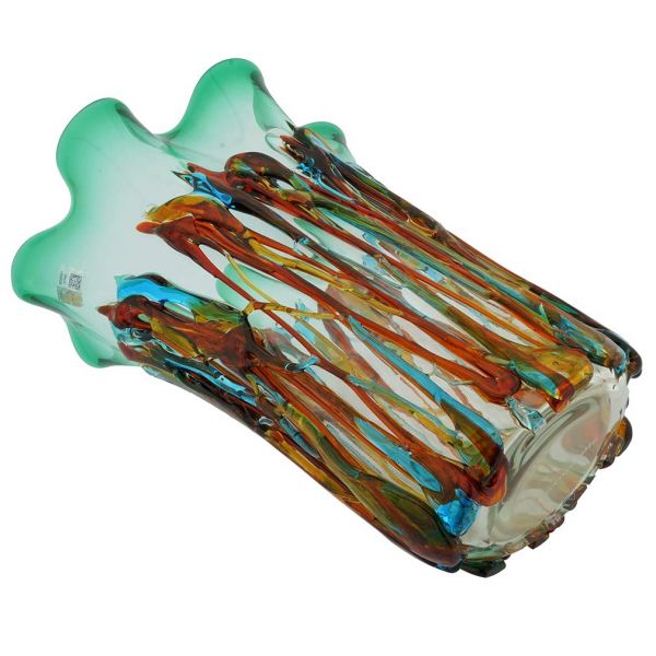 Murano Glass Oceanos Abstract Art Vase - Green
