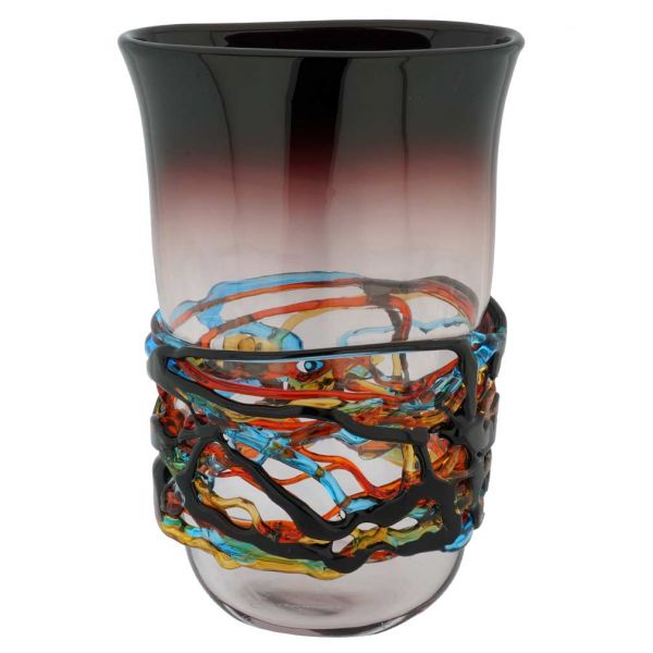 Murano Glass Vesuvio Oval Vase - Purple