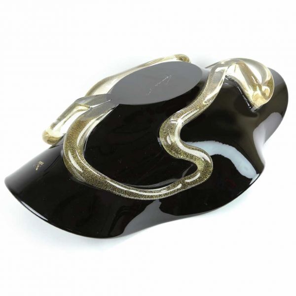 Murano Glass Centerpiece Bowl - Black and Gold