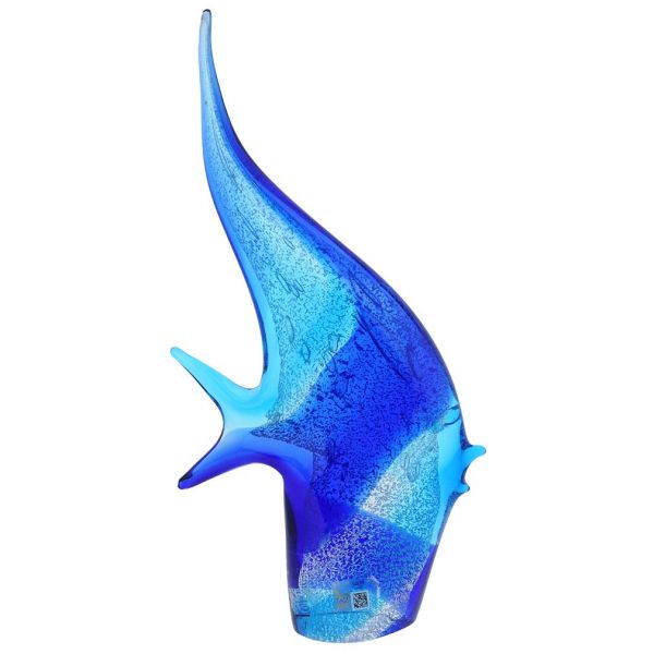 Murano Sculptures | Murano Art Glass Angel Fish - Aqua Blue