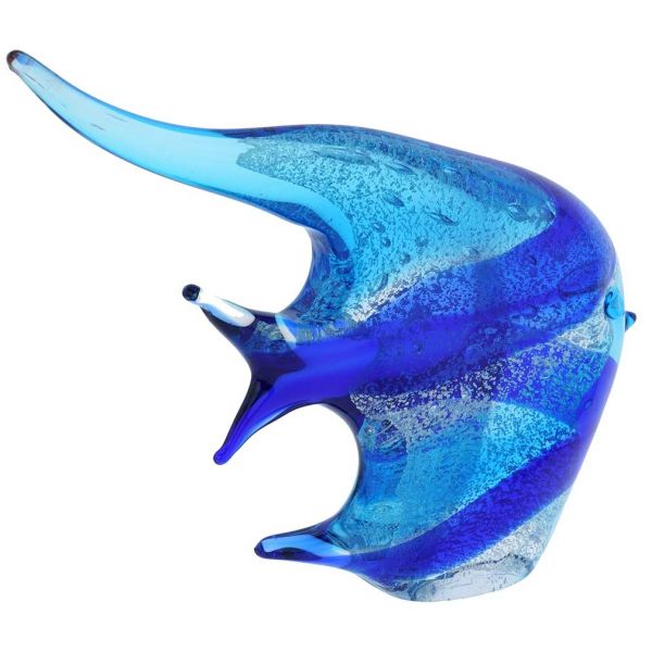 Murano Art Glass Wide Angel Fish - Aqua Blue
