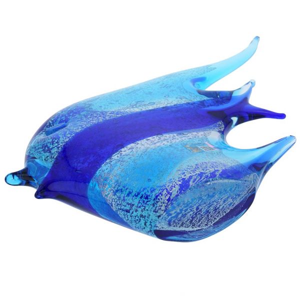 Murano Art Glass Wide Angel Fish - Aqua Blue