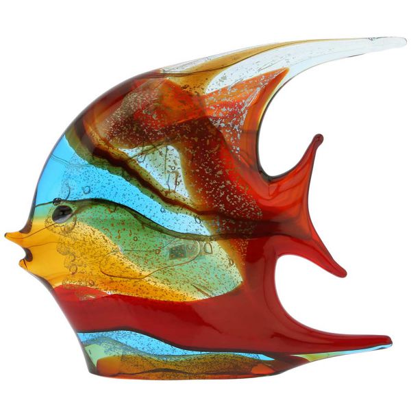 Murano Art Glass Wide Angel Fish - Multicolor