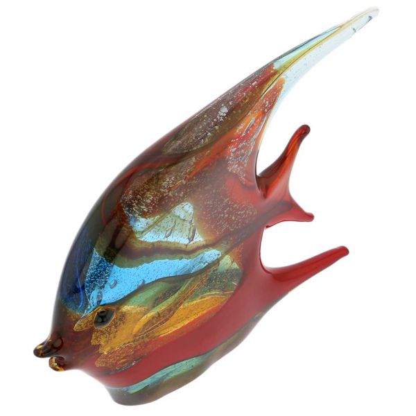 Murano Art Glass Wide Angel Fish - Multicolor