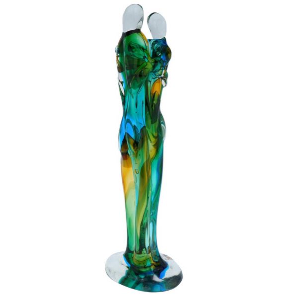 Murano Glass Large Lovers Statue - Aqua Blue