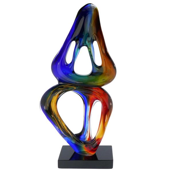 Murano Sculptures | Murano Glass Abstract Sculpture - Blue Red Yellow