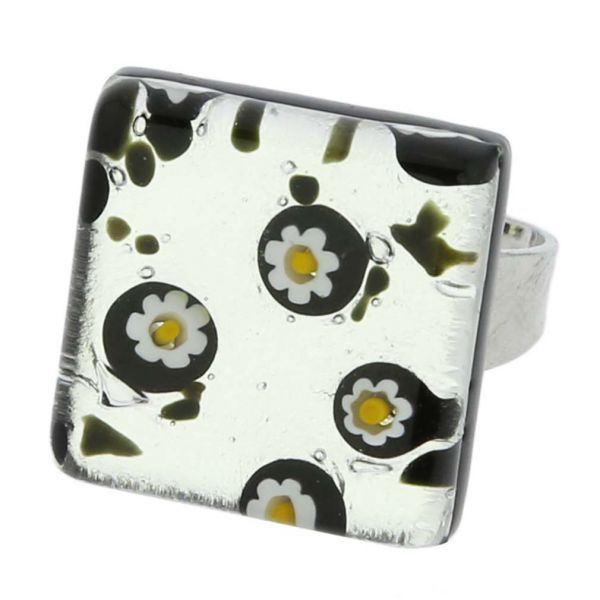 Venetian Reflections Ring Square - Silver Daisies