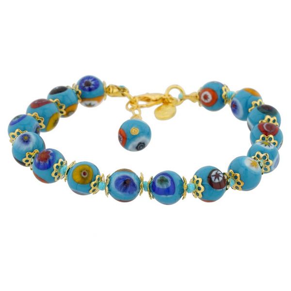 Murano Bracelets | Murano Mosaic Bracelet - Aqua Blue