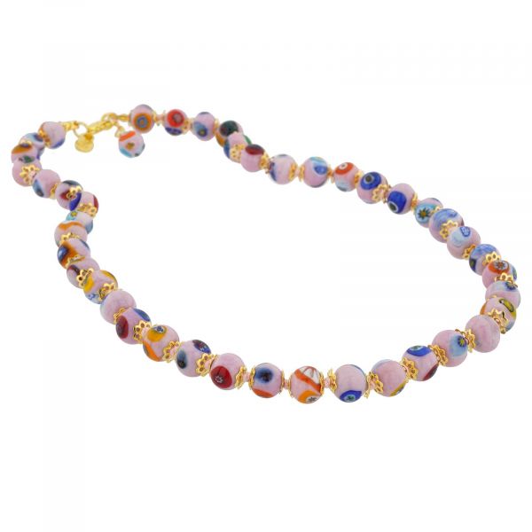 Murano Mosaic Necklace - Pink