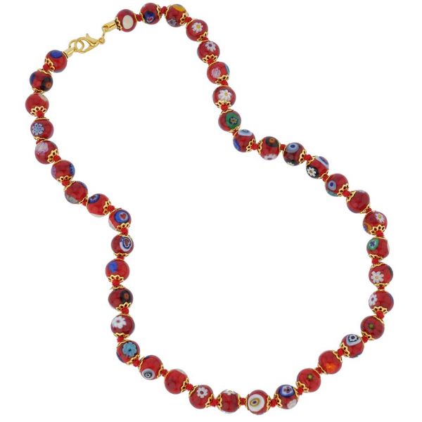 Murano Mosaic Necklace - Red