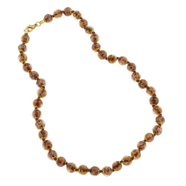 Murano Necklaces | Sommerso necklace - Transparent Golden Brown