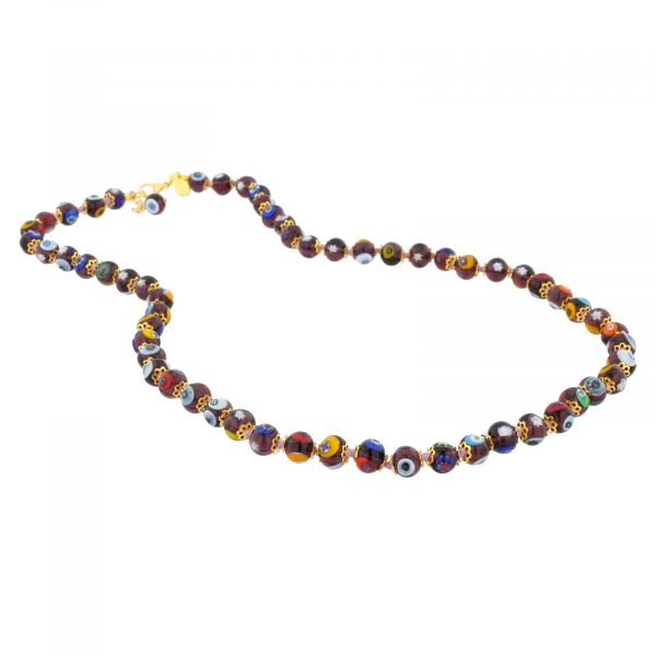 Murano Mosaic Long Necklace - Transparent Purple